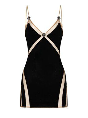God Save Queens Angelina Velvet/Mesh Mini Dress In Black Women's Size Small NWT